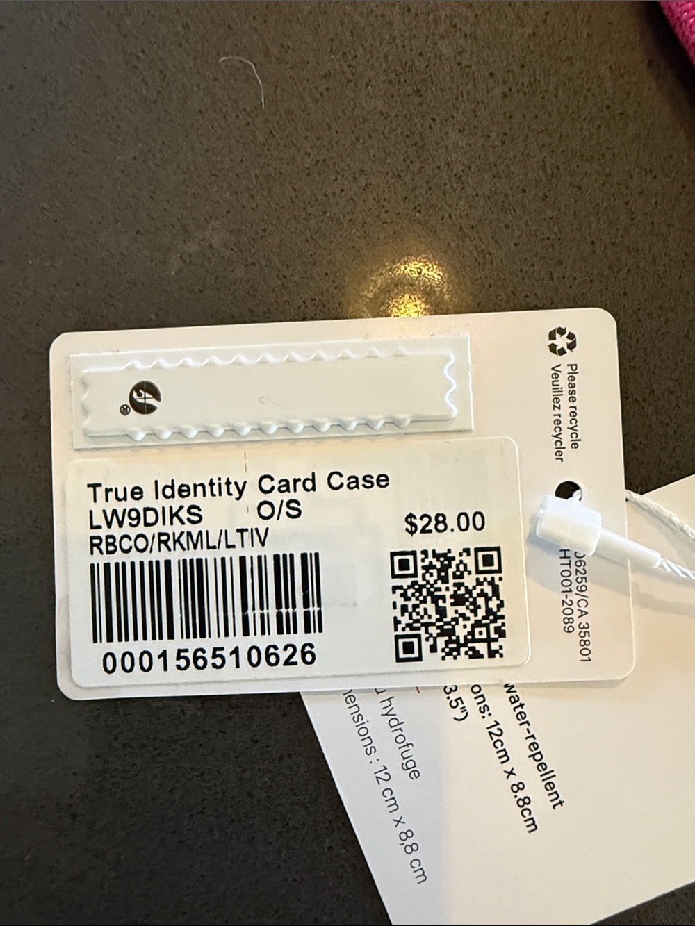 lululemon athletica Pink and White True Identity Card Case - Picture 3 of 3